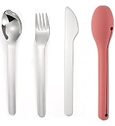 DZRZVD Camp Flatware Sets - Stainless Steel Spoon Fork Knife & Silicone Storage Cover - Ultraligh...