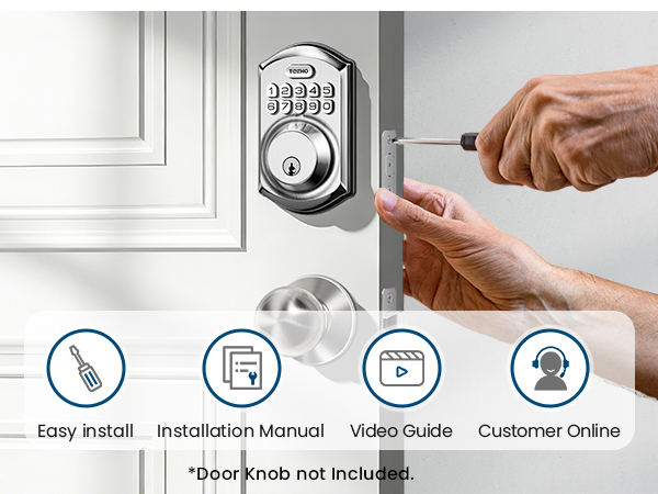 The digital deadbolt lock installs in minutes using one screwdriver, with no drilling required