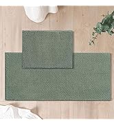 FRESHMINT Chenille Bathroom Rugs Set - 2 Piece 17"x24" + 20"x47", Non-Slip Bath Mats, Water Absor...