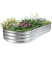 JERIA 6×3×1ft Oval Raised Garden Bed,Galvanized Raised Garden Bed Kit Outdoor Metal Gardening Pla...