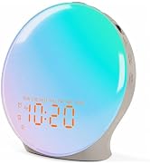 JALL Full Screen Dimmer Sunrise Alarm Clocks for Bedrooms, Wake Up Light with FM Radio, 25 White ...