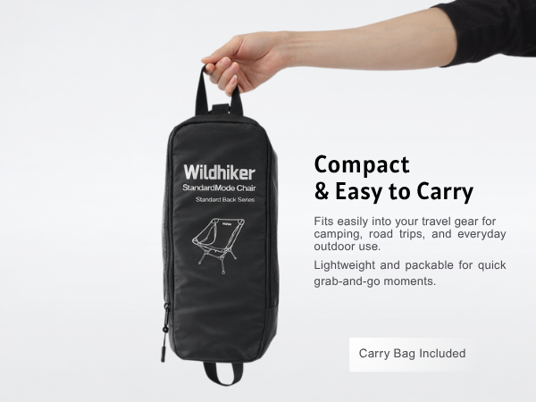 Portable camping chair with carry bag, lightweight and easy to carry for outdoor use