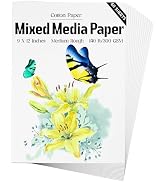 Mixed Media Paper 60 Sheets, 9 X 12 Inches 140 LB/300 GSM Heavyweight Cotton Paper Smooth/Medium ...