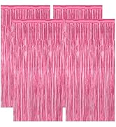 4 Pack Birthday Decorations, 3.28 FT x 7.05 FT Pink Backdrop, Metallic Happy Birthday Backdrop Fr...