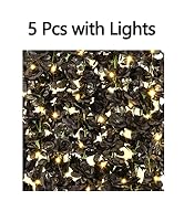 BLEUM CADE 5Pcs 41Ft Flower Garland Artificial Rose Vines with 32.8Ft String Lights, Cute Fake Ha...