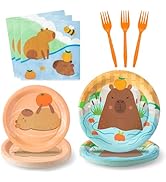G1ngtar 96Pcs Capybara Party Plates Supplies - Cute Cartoon Capybara Party Tableware Decorations ...