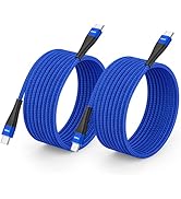 Extra Long USB C to USB C Cable 15FT 2Pack 100W USBC Charger Fast Charging Cord Braided, Type C C...