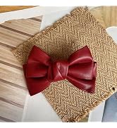 PU Leather Bow Hair Clip, Korean Style Hairpin, Hair Accessories (Wine Red)