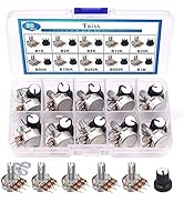 Taiss 20PCS Potentiometer Kit with Knobs B1K 2K 5K 10K 20K 50K 100K 250K 500K 1M Ohm potentiomete...