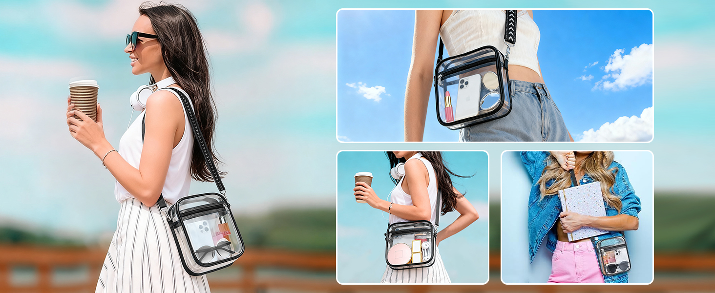 Clear Crossbody Bag, PVC Transparent Bag - S