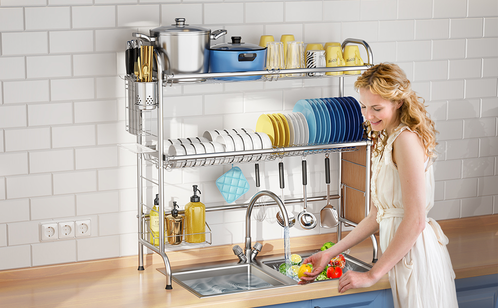 over the sink dish rack