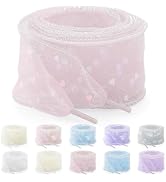 YJRVFINE Women Organza Shoe Laces: 2 Pairs Flat Sheer Shoelaces for Sneakers
