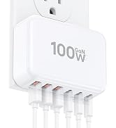 Fast Charger Block, GaN 6 Port USB C Charging Station Hub Cube, 100W Multiport Type C Wall Charge...