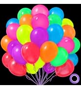 Mega-L UV Neon Balloons, 100 Pcs, 12" Fluorescent Latex Glow Party Balloons | Glow in the Dark, G...