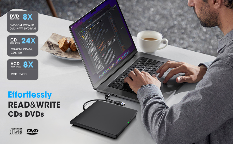 ROOFULL External CD DVD Drive