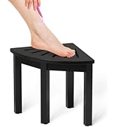 Domax Bamboo Corner Shower Foot Rest - Shower Stool for Shaving Legs 12 inch Non-Slip Waterproof ...