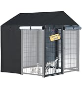 NGB Outdoor Dog Kennel Cover,4.1'Dx4.1'Wx4.5'H 600d Heavy Duty Waterproof Dog Cages Cover for Mul...
