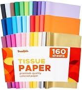 160 Sheets Colored Tissue Paper Bulk, 20"x14", 32 Vibrant Colors - Include Gold Silver - Acid Fre...