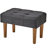 VECELO Small Foot Rest Under Desk Ottoman, Linen Foot Stool with Legs, Rectangle Footrest Leg Res...