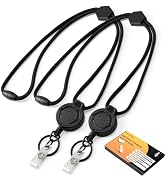DELSWIN 2 Pack Heavy Duty Retractable Lanyard with 25" Steel Wire Cord, Smooth 8oz Badge Reel, So...