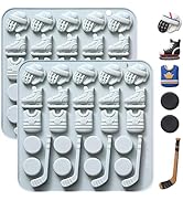 Hockey Sports Silicone Mold Set, Ice Skates Pucks and Sticks Design, 2-Pack Candy Chocolate Molds