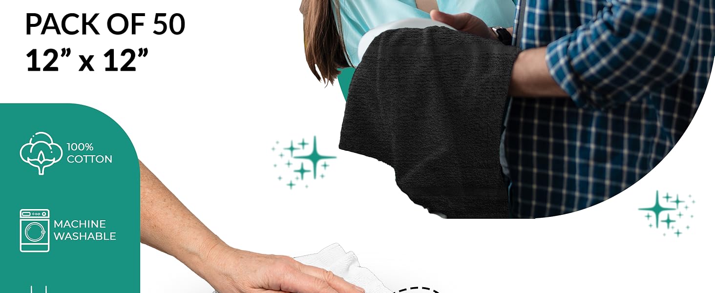 ZUPERIA cleaning cloths, 100% Cotton terry cleaning towels, highly absorbent, home and office use
