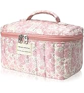 Gosect Large Makeup Bag, Cute Cosmetic Bag for Women Girls, Floral Coquette Aesthetic Toiletry Ba...