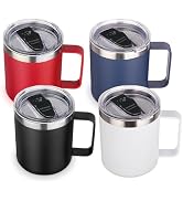 Volhoply 14oz Insulated Stainless Steel Coffee Mug with Lid Bulk 4 Pack,Double Wall Vacuum Travel...