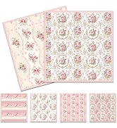 Pink Floral Swedish Dishcloths for Kitchen, 6 Pack Reusable Coquettte Swedish Dish Cloths, Absorb...