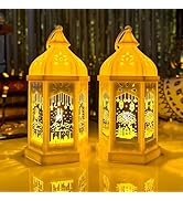 Qoyntuer Ramadan Lantern Lights 2pcs 8in Ramadan Decorations for Home, Ramadan Table Decor Lanter...