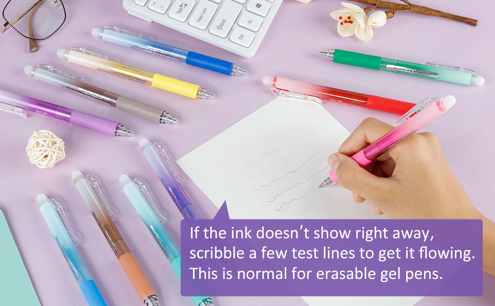 Retractable Fine Point Erasable Pens for Writing, Drawing, Planner & School Supplies