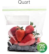 Quart Size Freezer Bags – 150 Count, Resealable, Extra Strong 2 Mil Leak Proof Double Zipper Clea...
