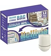 12 Pack Vacuum Storage Bags with Electric Pump, Compression Space Saver for Comforters, Bedding, ...