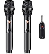 KITHOUSE Wireless Microphone, K380S Dual Cordless Metal Dynamic Mic System with Rechargeable Rece...