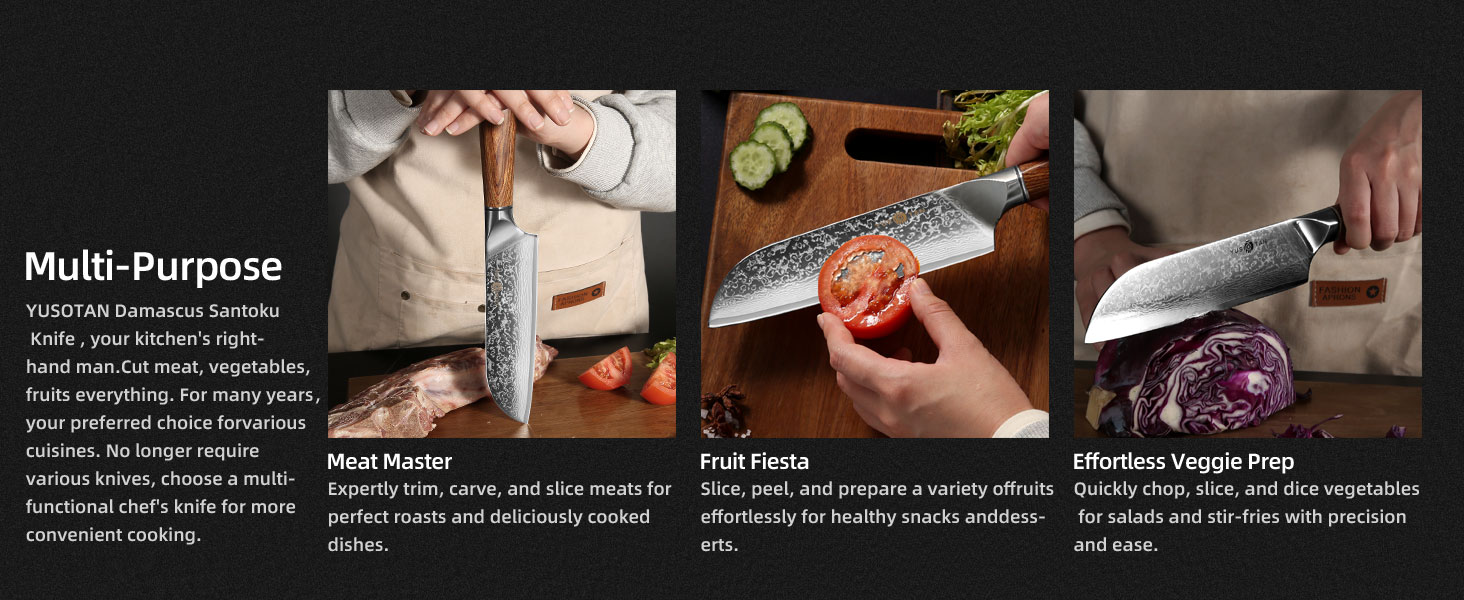 Damascus kitchen knife