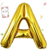 Smlpuame 40 Inch Large Gold Letter A Foil Mylar Alphabet Helium Balloons | Reusable Big Letters B...