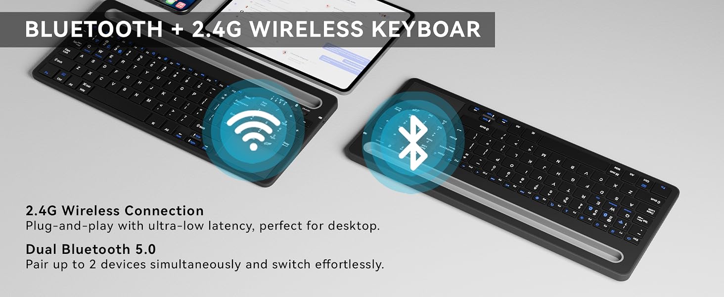 3-in-1 Bluetooth 2.4G USB wireless keyboard