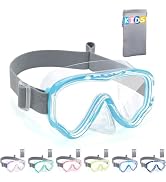 Vvinca Kids-Goggles with Nose Cover, Diving Mask Elastic Fabric Strap Anti Fog Anti Shattered Len...