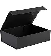 Hard Black Gift Box With Magnetic Closure Lid 10.5"x7"x3" Pack Of 1 Black Ribbed Rectangle Favor ...