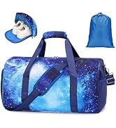 BrainyBees Kids Travel Duffle Bag - Large Boys Weekender Bag for 9-12 Year Olds with Adjustable P...