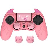 PlayVital Cute Demon Controller Skin for ps4 with Thumb Grips & Stickers, Kawaii Anti-Slip Silico...