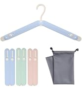 Sazfli Travel Hangers, 3-Pack Foldable Hangers made from HIPS Plastic with Adjustable Length, Com...