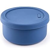 QTECLOR Silicone Bento Lunch Box for Adult Kids, 3 Compartment Silicone Lunch Container,Leak-Proo...