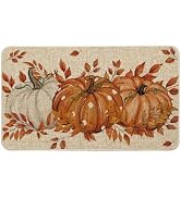 Artoid Mode Orange Dot Pumpkin Eucalyptus Fall Doormat, Autumn Home Decor Low-Profile Switch Rug ...