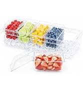 Lifewit Chilled Condiment Containers with Lids, Plastic Taco Bar Serving Set for Party with 5 Con...