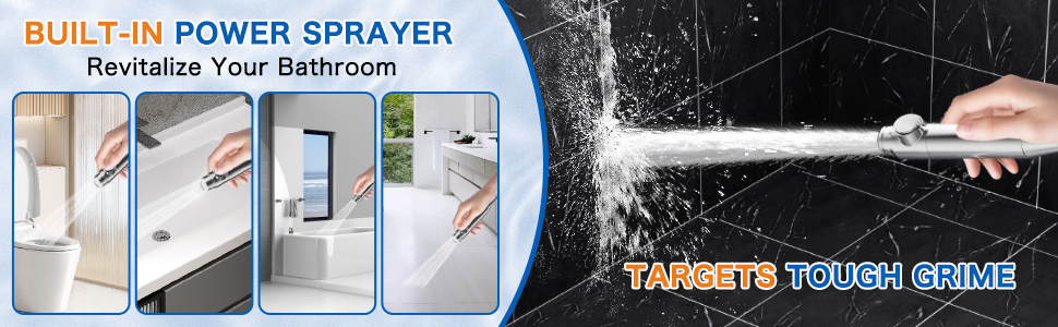 Showerhead features a powerful wash mode for deep cleaning. Effortlessly removes stubborn grime.