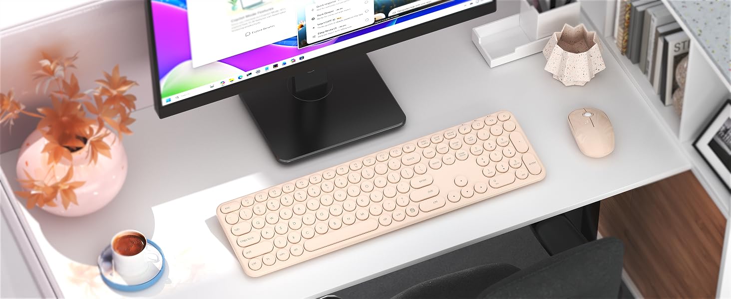 One single 2.4G USB receiver connects both keyboard and mouse.