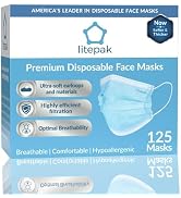 Litepak 125-Pack Disposable Face Mask Premium Comfort Earloops with Dispenser Box