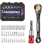 WORKPRO 34-Piece 1/4" Mini Ratchet Wrench, 72-Tooth, Right Angle Screwdriver Mens Gifts, 90 Degre...