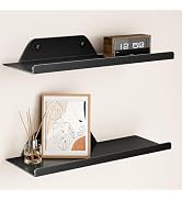 dancrul 2-Pack 12' Modern Black Floating Shelves, Wall Mount, L-Shape, 2 Shelves, 30 lbs Weight C...